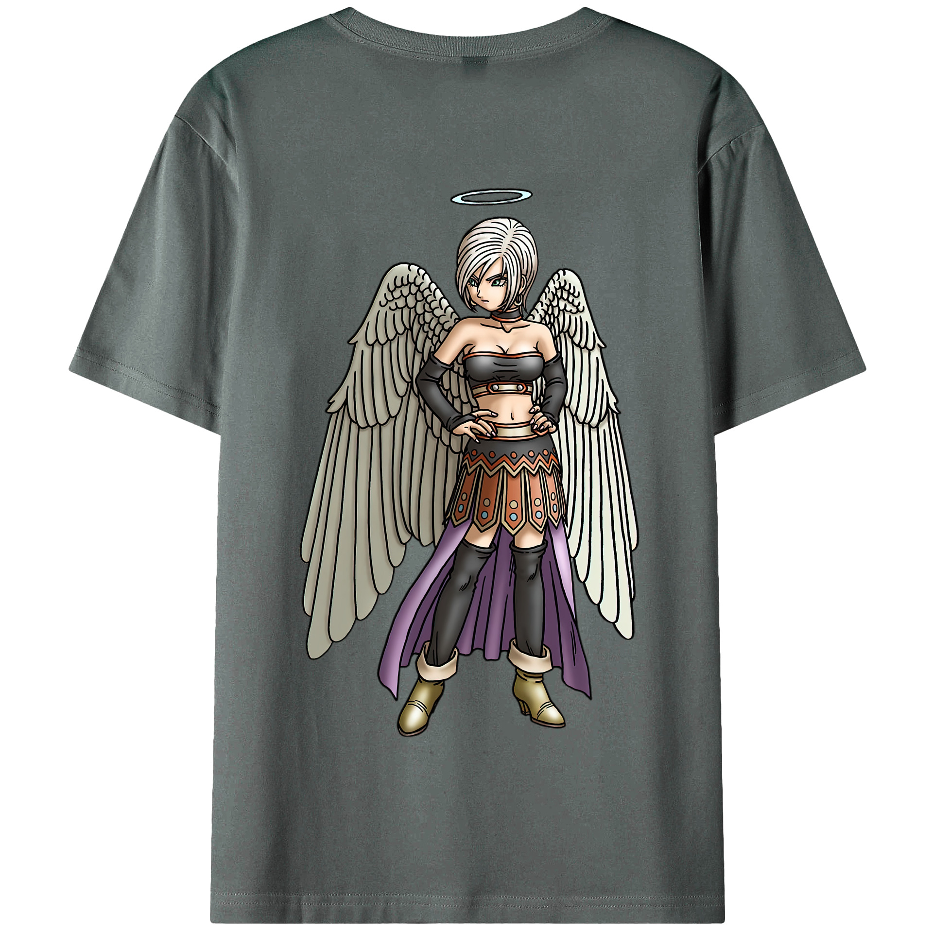 （画像用） ドラゴンクエスト Doragon Kuesuto Dragon Quest 綿100％半袖Tシャツ（背面プリント）